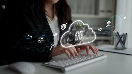 Cloud computing, cloud strategy, and cloud technology transforming digital infrastructure with...