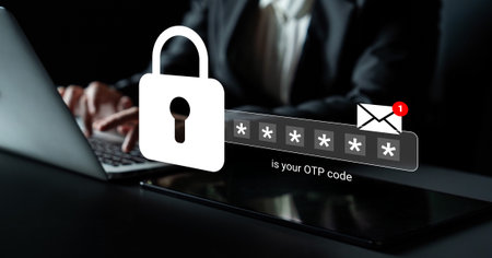 A visual representation of secure online communication, highlighting two-factor authentication with...