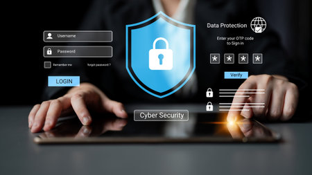 A close-up view of a user logging in securely on a digital device, showcasing cyber security with a...