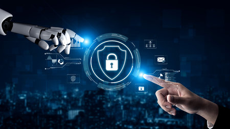AI artificial intelligence strengthens cybersecurity with intelligent threat detection, virtual...