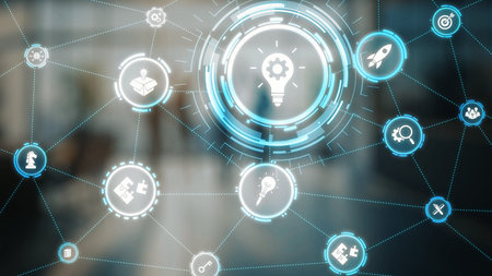Innovation icons show creativity, teamwork, and project development. Innovation helps organizations...