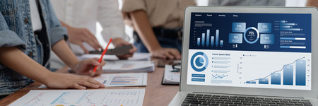 Business data dashboard provide business intelligence analytic for marketing strategy planning brisk...