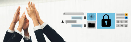 Hands symbolize teamwork and ambition in a digital landscape, emphasizing the importance of security...