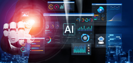 AI business intelligence interface featuring real-time AI data visualization, predictive AI model...