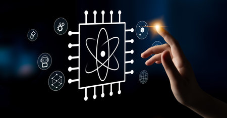 A quantum computing processor as the core of future technology. This innovation will power advancements in AI, blockchain, and complex problem solving. Motifの写真素材