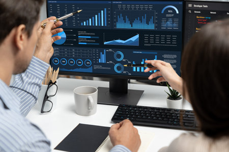 Business data dashboard provide business intelligence analytic for marketing strategy planning brisk...