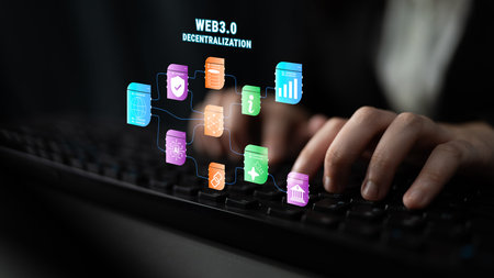 The Web 3.0 decentralization technology ecosystem. A flowchart of interconnected concepts like AI,...