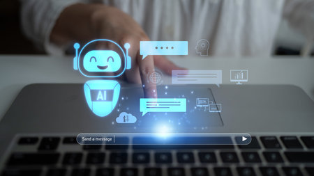 AI chatbot improves virtual assistant interaction. AI chatbot processes text, supports users, AI...