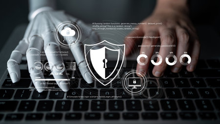 AI artificial intelligence strengthens cybersecurity with intelligent threat detection, virtual...