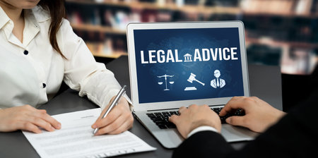 Smart legal advice website for people searching for brisk law knowledge in digital device screen...