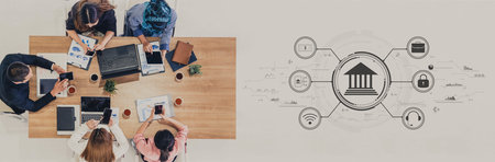 A concept of digital banking and online financial technology (FinTech) services. A central platform...