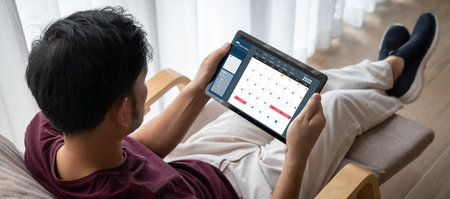Calendar on computer software application for modish schedule planning for personal organizer and...