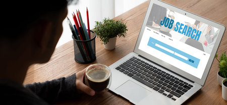 Online job search on modish website for worker to search for job opportunities on the recruitment...