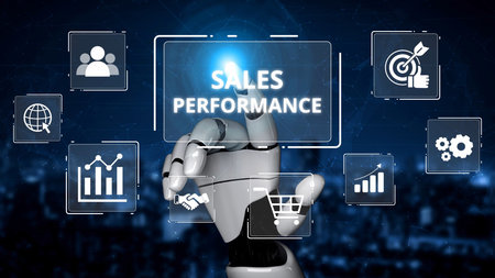 Digital sales performance dashboard showing sales performance metrics, performance trends, sales...