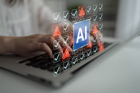 Futuristic artificial intelligence concept depicting AI hallucination, processing errors, and generating misinformation. Represents the risks of unreliable algorithms and model collapse. Corpusの写真素材