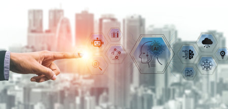 Artificial intelligence use case concept linking analytics, security, cloud services and operations...