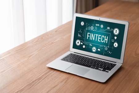 Fintech financial technology software for modish business to analyze marketing strategy