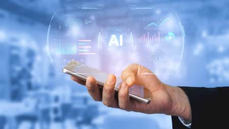 Futuristic AI analytics display realtime dashboards, forecasting and cloud monitoring, helping...