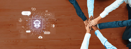 AI chatbot concept with futuristic digital communication and smart system interface for advanced...