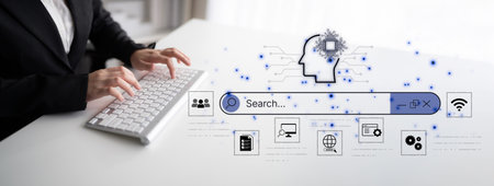 AI search speeds information discovery with intent understanding. AI search supports users with query suggestions, retrieval, and personalized results across platforms and services. Corpusの写真素材