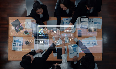 An AI development environment dashboard. This platform provides tools for coding, data science, and visualizing machine learning models, from the initial algorithm to the final application.の写真素材