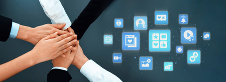 Concept of social media revolutionizes digital communication. This platform enables global...