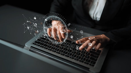 Global AI network showing connection between AI, global, and network elements across the digital...