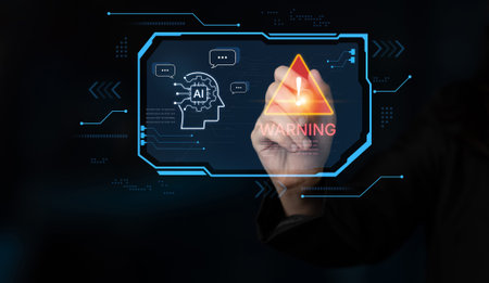 Futuristic artificial intelligence concept depicting AI hallucination, processing errors, and...