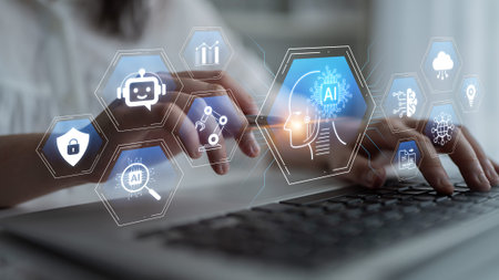 Artificial intelligence use case concept linking analytics, security, cloud services and operations...