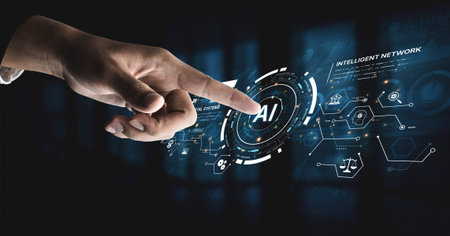 AI digital systems and intelligent network background for technology presentation. AI automation,...