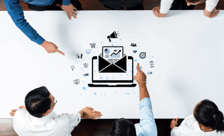 A concept of a digital marketing campaign delivered via email. This outreach contains business...