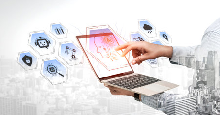 Artificial intelligence use case concept linking analytics, security, cloud services and operations...
