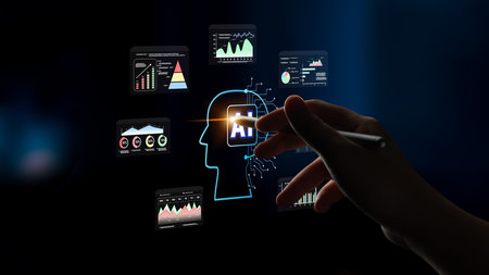 AI powered business intelligence for advanced data analysis. A concept of a smart system using AI to...
