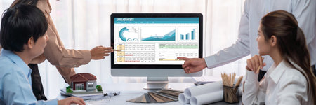 Spreadsheet document information financial startup concept. data and graphs in spreadsheet documents...