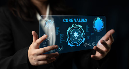 A concept of corporate core values and business ethics. These principles guide the company culture,...