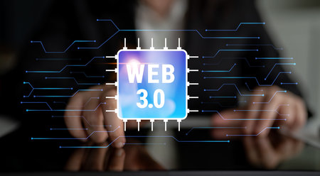 The hardware and processing technology behind Web 3.0. A concept of the computer chip and circuit...