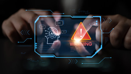 Futuristic artificial intelligence concept depicting AI hallucination, processing errors, and...