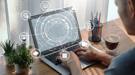 Software development with coding overlays, programming languages, developer tools, mobile app...