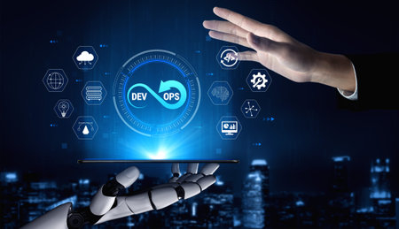 Futuristic Integration of Technology and Human Interaction with Robotic Hand and Digital Interface...