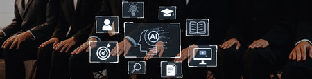 Concept of AI artificial intelligence supporting AI education solution, search, reskill, analytics...