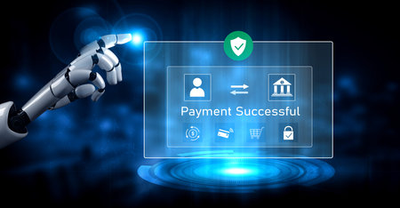 AI confirms secure payment transaction, verifying user identity, processing order, and authorizing...