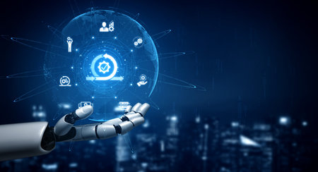 AI enhances agile projects with smart planning tools, virtual collaboration, and intelligent sprint optimization for continuous improvement.の写真素材