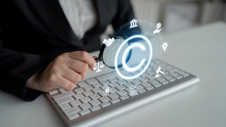 Copyright protection highlights copyright, intellectual property, and legal ownership through law, verification, and secure digital rights Latchの写真素材