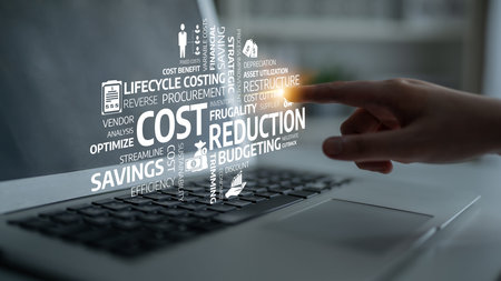 This image illustrates key concepts in cost reduction and budgeting strategies within a modern...