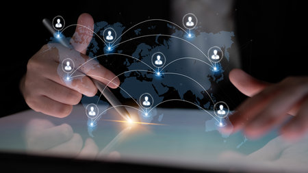 Concept of a global workforce and remote team collaboration. This international network represents...