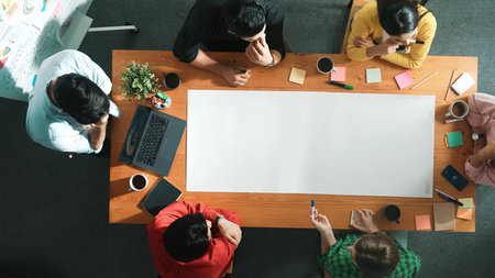 Time lapse of diverse group walking at boardroom and brainstorming idea. Smart startup team sharing...