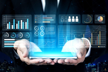 Modern dashboard interface showing performance metrics, data charts, and trend analysis for product...