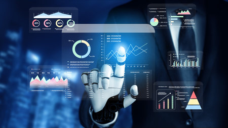 An AI financial and marketing KPI dashboard for business analytics. An AI report showing profit,...