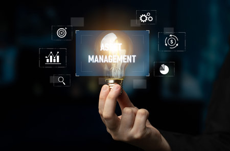 Asset management system showing investment planning, financial goal tracking, ROI analysis, and performance monitoring for efficient resource utilizationの写真素材