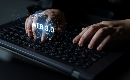 Concept of Web 3.0, the next generation of the internet. This technology represents a decentralized...